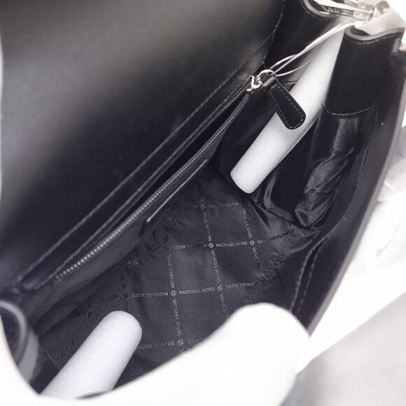 Michael Kors Carmen Black Leather Crocodile Embossed Flap Satchel Bag - NWT $598 - Picture 10 of 14